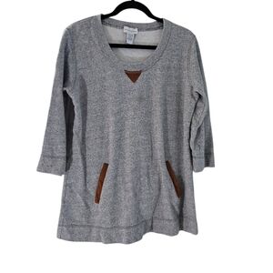 Soft Surroundings Gray Sweatshirt with Brown Details Sze Small